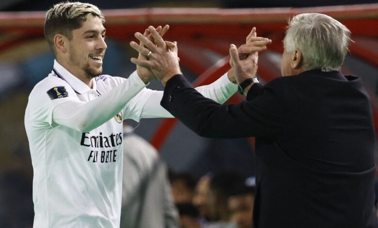 كارلو أنشيلوتي - فيديريكو فالفيردي - ريال مدريد (المصدر:Gettyimages)