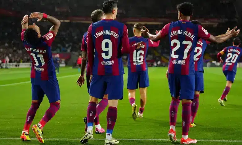 لامين يامال - ليفاندوفسكي - رافينيا - برشلونة (المصدر:Gettyimages)