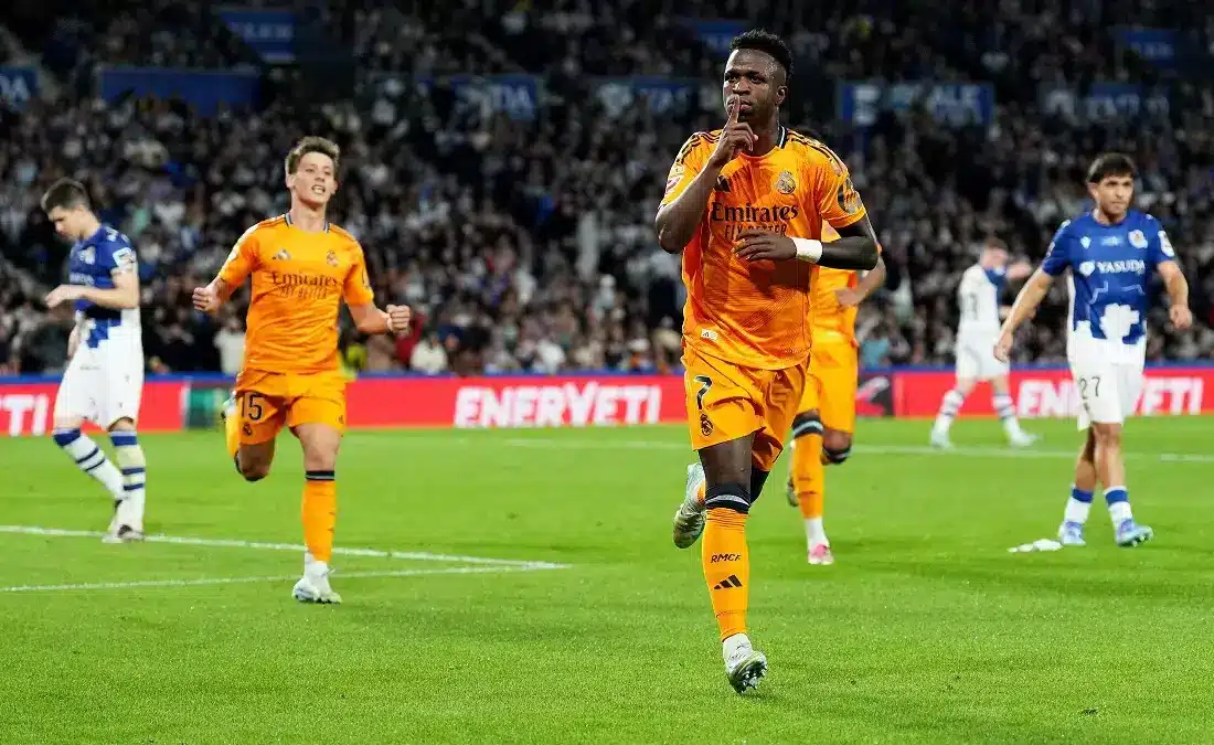 فينيسيوس جونيور - ريال مدريد - ريال سوسيداد (المصدر:Gettyimages) القنوات الناقلة لمباراة ريال مدريد ضد ريال سوسيداد في إياب كأس ملك إسبانيا