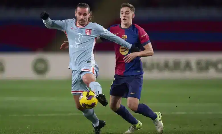 القنوات الناقلة لمباراة برشلونة ضد أتلتيكو مدريد في إياب كأس ملك إسبانيا 2025 جافي - أنطوان جريزمان - أتلتيكو مدريد - برشلونة (المصدر:Gettyimages)
