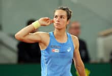 Lois Boisson of France is seen on her way to victory over Mirra Andreeva during their quarter final match on day eleven of the French Open
