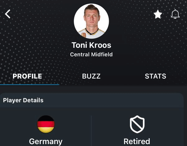 Tony Kroos profile in 365Scores App